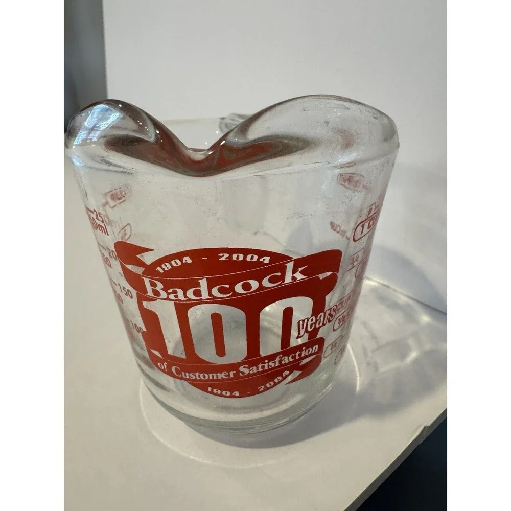 Badcock 100 Years Glass 1 Cup Measuring Cup w/ Red Markings